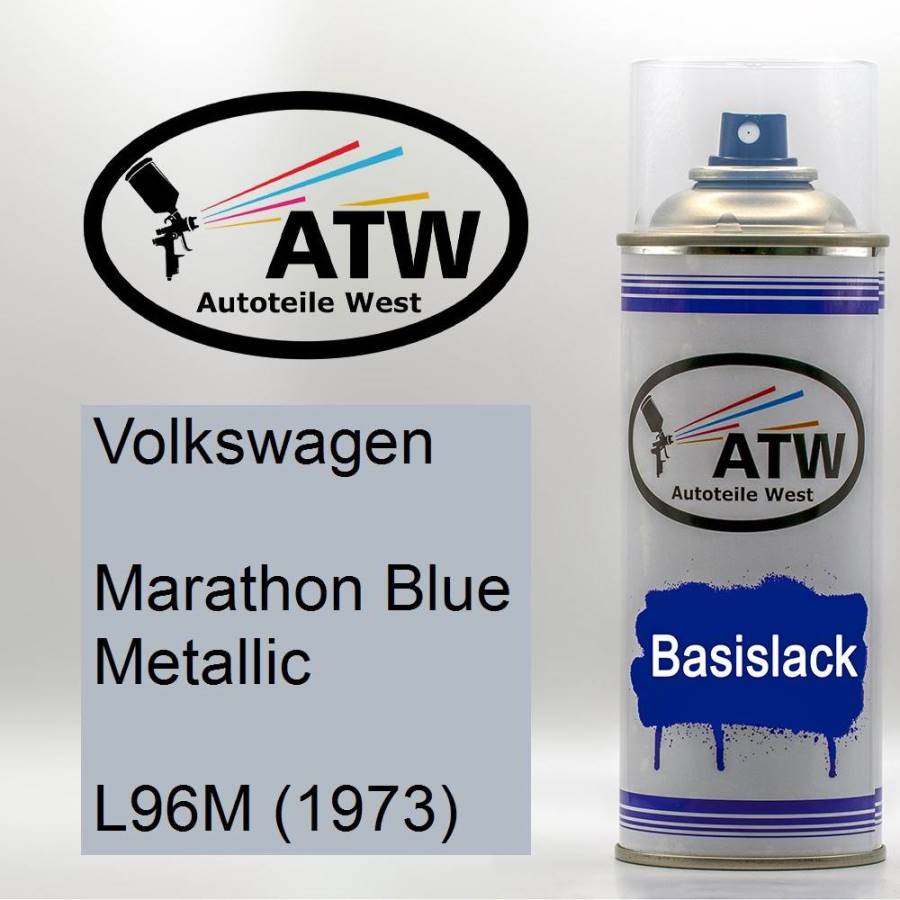 Volkswagen, Marathon Blue Metallic, L96M (1973): 400ml Sprühdose, von ATW Autoteile West.